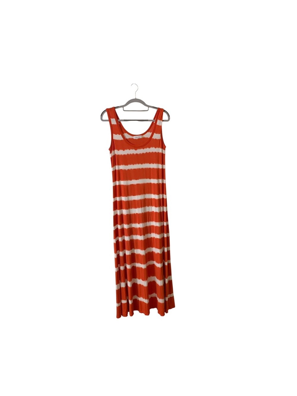 Calvin Klein Red & Cream Striped Sleeveless Maxi Dress size 8